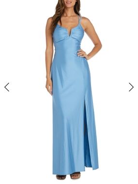 Ice Blue Prom Gown with Side Slit